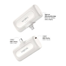 Logilink Mobilusis išorinis akumuliatorius, LiPo, 5000 mAh, integruotas USB-C jungtis, baltas Logilink Mobilusis išorinis akumuliatorius, LiPo, 5000 mAh, integruotas USB-C jungtis, baltas