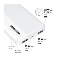 Logilink Mobilusis išorinis akumuliatorius, LiPo, 10.000 mAh, USB-C įvestis / išvestis, baltas