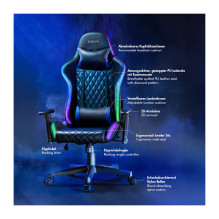 Gaming Chair, w / lumbar support, RGB lights, black / blue Gaming Chair, w / lumbar support, RGB lights, black / blue