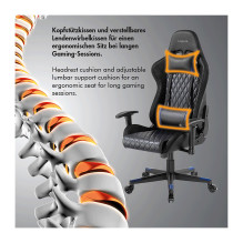 Gaming Chair, w / lumbar support, RGB lights, black / blue Gaming Chair, w / lumbar support, RGB lights, black / blue