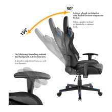 Gaming Chair, w / lumbar support, RGB lights, black / blue Gaming Chair, w / lumbar support, RGB lights, black / blue