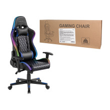 Gaming Chair, w / lumbar support, RGB lights, black / blue Gaming Chair, w / lumbar support, RGB lights, black / blue