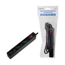 Logilink Outlet Strip, 3 euro sockets, w / switch, black Logilink Outlet Strip, 3 euro sockets, w / switch, black
