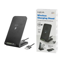 Logilink Wireless Quick Charging Stand 15 W, twin coil, black Logilink Wireless Quick Charging Stand 15 W, twin coil, black