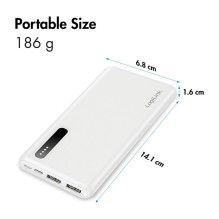 Logilink Mobilusis išorinis akumuliatorius, LiPo, 8.000 mAh, baltas
