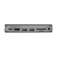 USB 3.2 Gen1 docking station, 7-port, PD, for iPad, aluminum USB 3.2 Gen1 docking station, 7-port, PD, for iPad, aluminum