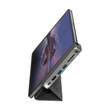 USB 3.2 Gen1 docking station, 7-port, PD, for iPad, aluminum USB 3.2 Gen1 docking station, 7-port, PD, for iPad, aluminum