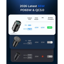 Car charger Joyroom JR-CCN18 USB-C / USB-A 65W black