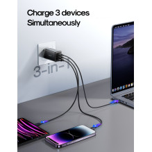 Charger Joyroom JR-TG10 GaN 65W 2xUSB-C / USB-A + USB-C to USB-C 100W 1.2m cable black Charger Joyroom JR-TG10 GaN 65W 2xUSB-C / USB-A + USB-C to USB-C 100W 1.2m cable black