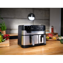 Tefal Dual Easy Fry Grill EY905D Dviguba 8,3 l Atskirai pastatoma 2700 W Karšto oro gruzdintuvė Nerūdijančio plieno Tefal Dual Easy Fry Grill EY905D Dviguba 8,3 l Atskirai pastatoma 2700 W Karšto oro gruzdintuvė Nerūdijančio plieno