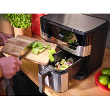 Tefal Dual Easy Fry Grill EY905D Dviguba 8,3 l Atskirai pastatoma 2700 W Karšto oro gruzdintuvė Nerūdijančio plieno Tefal Dual Easy Fry Grill EY905D Dviguba 8,3 l Atskirai pastatoma 2700 W Karšto oro gruzdintuvė Nerūdijančio plieno
