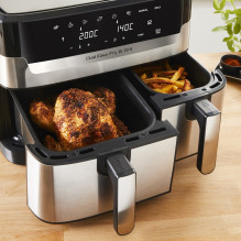 Tefal Dual Easy Fry Grill EY905D Dviguba 8,3 l Atskirai pastatoma 2700 W Karšto oro gruzdintuvė Nerūdijančio plieno Tefal Dual Easy Fry Grill EY905D Dviguba 8,3 l Atskirai pastatoma 2700 W Karšto oro gruzdintuvė Nerūdijančio plieno
