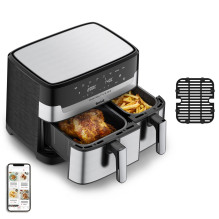 Tefal Dual Easy Fry Grill EY905D Dviguba 8,3 l Atskirai pastatoma 2700 W Karšto oro gruzdintuvė Nerūdijančio plieno Tefal Dual Easy Fry Grill EY905D Dviguba 8,3 l Atskirai pastatoma 2700 W Karšto oro gruzdintuvė Nerūdijančio plieno
