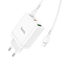 Hoco Phone charger Hoco 2 x USB C + USB A QC3.0 PD 3A 35W + cable USB C to Lightning N33 white Hoco Phone charger Hoco 2 x USB C + USB A QC3.0 PD 3A 35W + cable USB C to Lightning N33 white