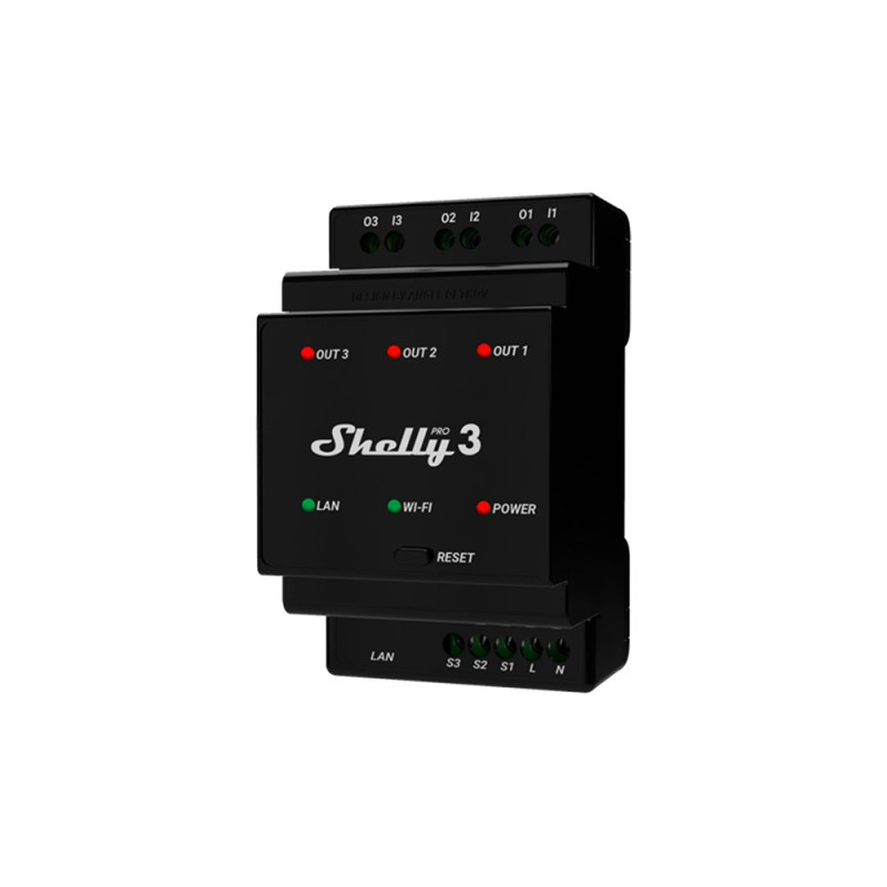 Išmanus valdiklis Shelly Pro 3 (Wi-Fi, LAN, Bluetooth, 3 kanalai)