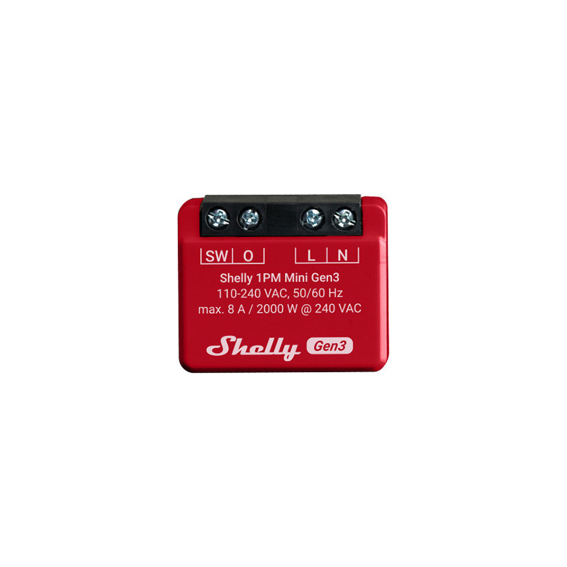 Wi-Fi, Bluetooth controlled relay Shelly Mini 1PM Gen 3 (8A, 110-240 VAC)