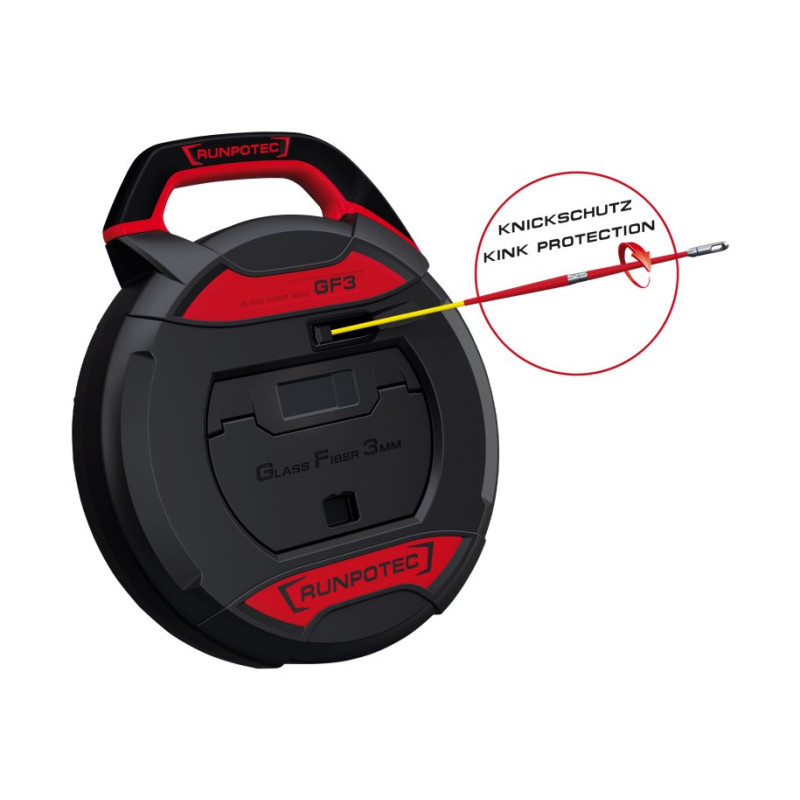 Fiberglass fabric puller Runpotec 10197 (3mm, 30m, impact-resistant housing)