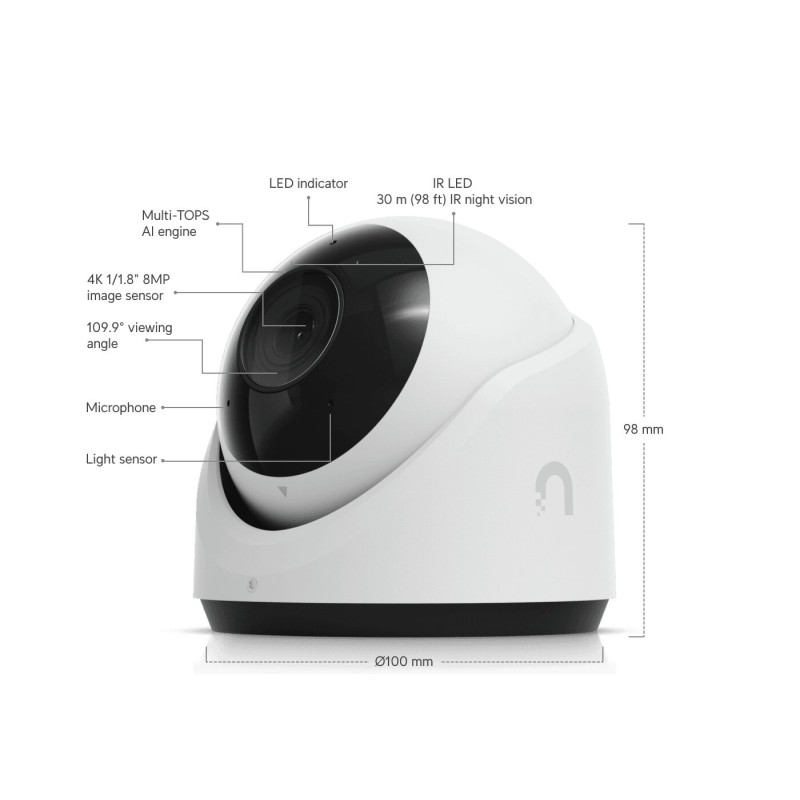 Kamera Ubiquiti UVC-G6-Turret-W (Balta, 8 MP, 30 m IR)