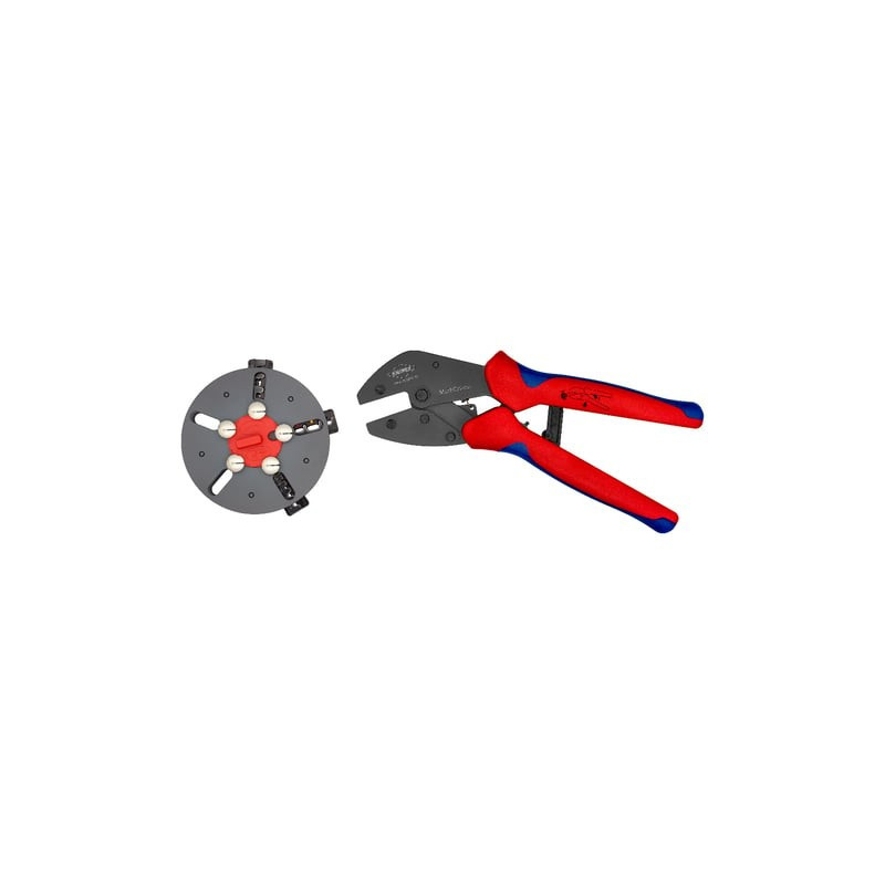 Antgalių užspaudimo replės Knipex 97 33 01 (su skirtingomis užspaudimo formomis)