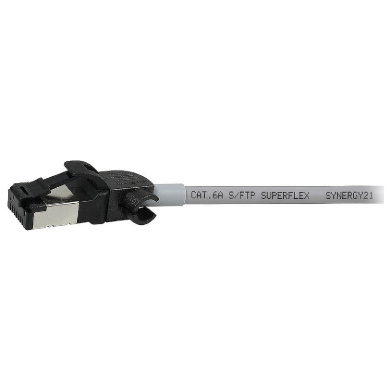 „Synergy21“ RJ45 jungiamasis kabelis, CAT6A 500MHz, 0,15 m, pilkas, S/FTP, plonas apvalus d 4,5 mm, TPE/LSZH (Superflex)