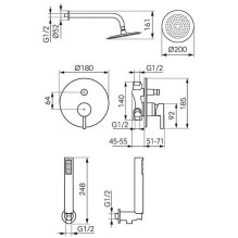 Built-in shower set Ferro Ciriculus, grey color. Built-in shower set Ferro Ciriculus, grey color.