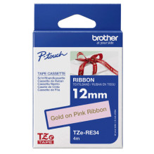OEM textile tape Brother TZe-RE34, 12mm x 4m, gold on pink OEM textile tape Brother TZe-RE34, 12mm x 4m, gold on pink