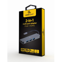 USB Adapter - Gembird A-CM-COMBO2-01 2 in 1 Adapter (Hub + HDMI) USB Adapter - Gembird A-CM-COMBO2-01 2 in 1 Adapter (Hub + HDMI)