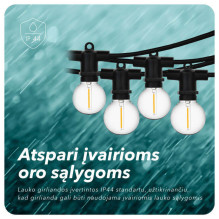 Lauko girlianda su saulės baterija (LED) Perl Juoda
