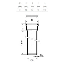 Sewerage pipe Magnaplast, Skolan, Ø 58 мм, 1 m