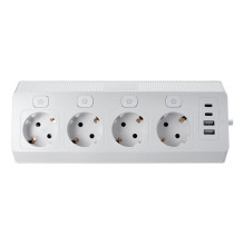 Power strip with 4 sockets max 3680W, 2xUSB A, 2x type C ports with 2m power cable E42 white Power strip with 4 sockets max 3680W, 2xUSB A, 2x type C ports with 2m power cable E42 white
