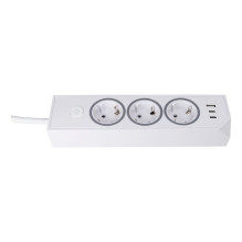 Power strip with 3 sockets max 3680W, 1xUSB A, 2x type C 25W ports with 1,5m power cable E59 white