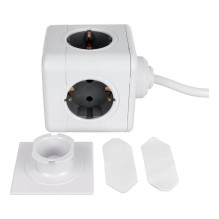 Power strip cube 5 sockets max 3680W with 1,4m power cable E03 white Power strip cube 5 sockets max 3680W with 1,4m power cable E03 white