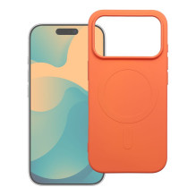 „iPhone 17 Pro Max / 18 Pro Max“ silikoninis dėklas Mag Dėklas, suderinamas su „MagSafe“ (didele skylute), oranžinis