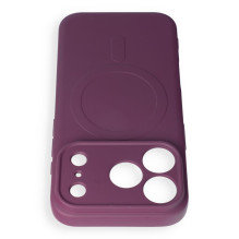 Case for iPhone 17 Pro / 18 Pro Silicone Mag Cover compatible with MagSafe (camera protection) dark cherry