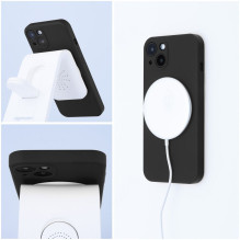 Dėklas, skirtas Samsung S26 FE silikoninis Mag dėklas, suderinamas su „MagSafe“ (fotoaparato apsauga), juodas