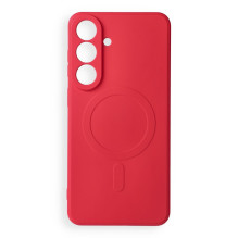 Case for Samsung S26 FE Silicone Mag Cover compatible with MagSafe (camera protection) red