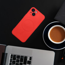 Case for Samsung S26 FE Silicone Mag Cover compatible with MagSafe (camera protection) red