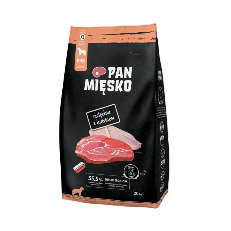 PAN MIĘSKO Veal with Turkey XL - dry dog food - 20kg