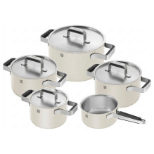 Pure 5-piece cookware set, 18/10, ivory