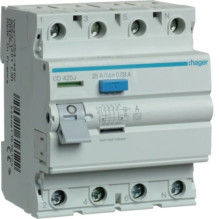 Residual current relay Hager CD425J (A, 25A, 4P, 30mA, 230V)