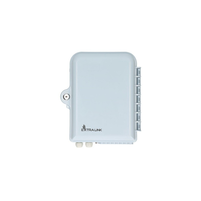 Optical wall box EX0394 (plastic, 2 cable inputs, 16 outputs, cassette)