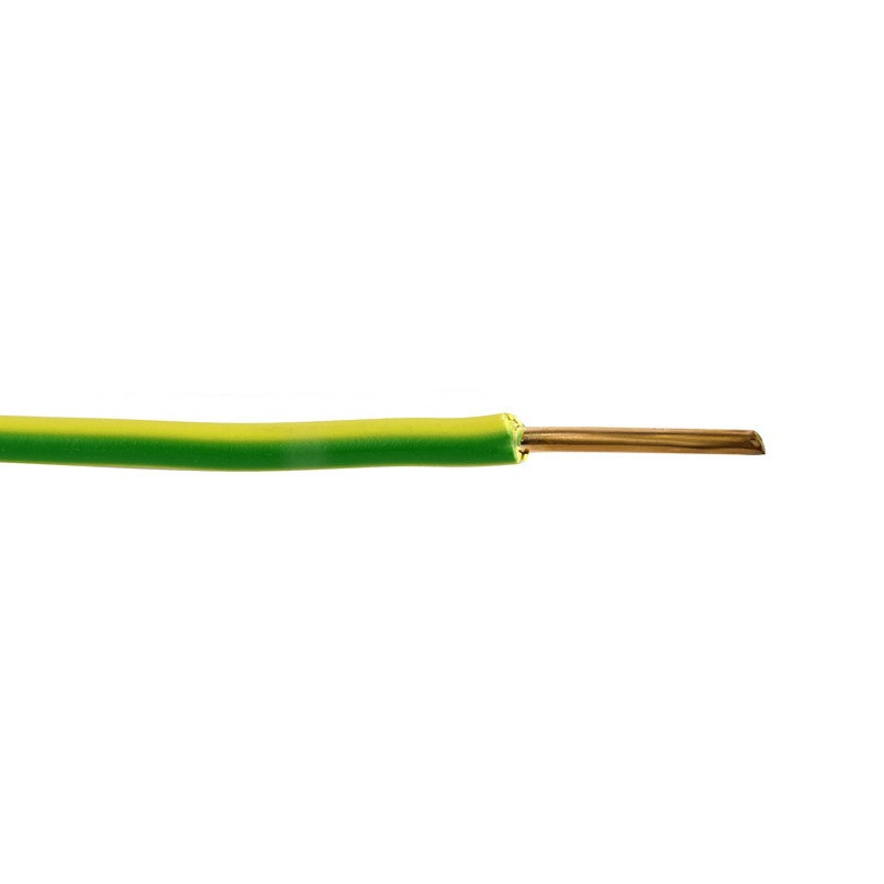 H07V-U (YDY) 1x4 mm2 single-core cable (monolithic, yellow/green, 1 m)