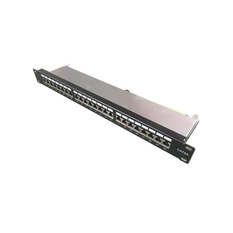 Komutacinė panelė 19" 1U FTP Cat6A LK-PP-24S / CAT.6A (24 prievadai, su kabelių laikikliu)