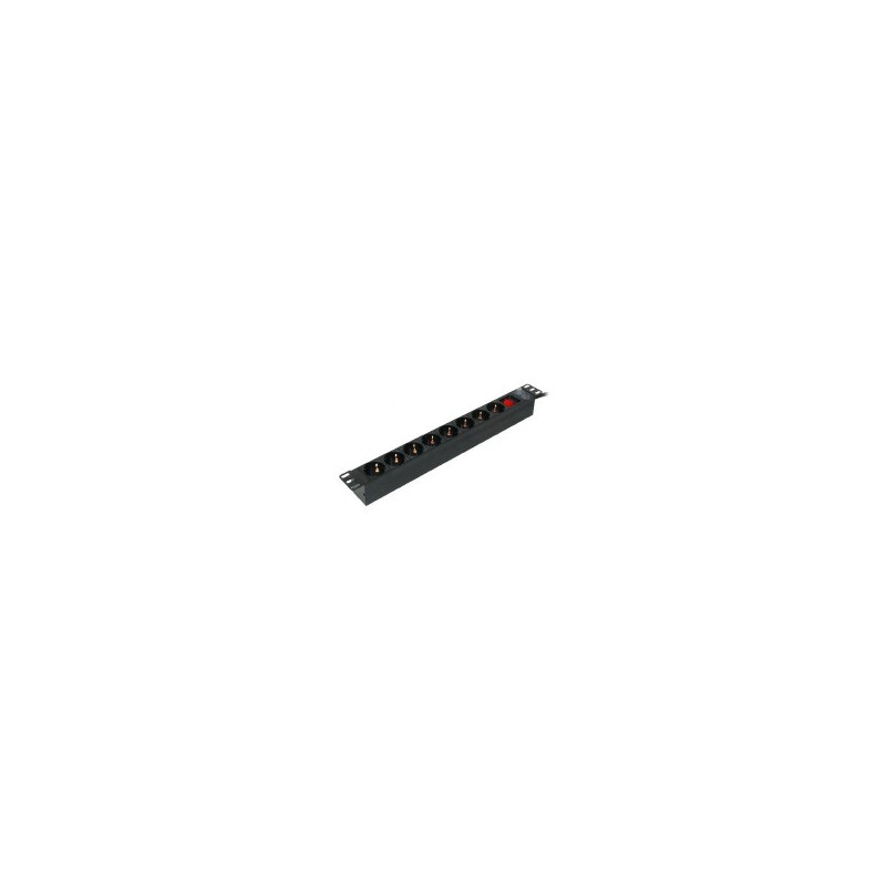Maitinimo panelė 19'' spintai LK-BL-G10G08S (8x240V Schuko, su jungikliu, 1.8m, aliuminis korpusas)