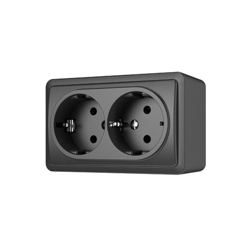 Double surface-mounted socket with grounding Vilma SL+250 RP16-0021 SL+ (black)
