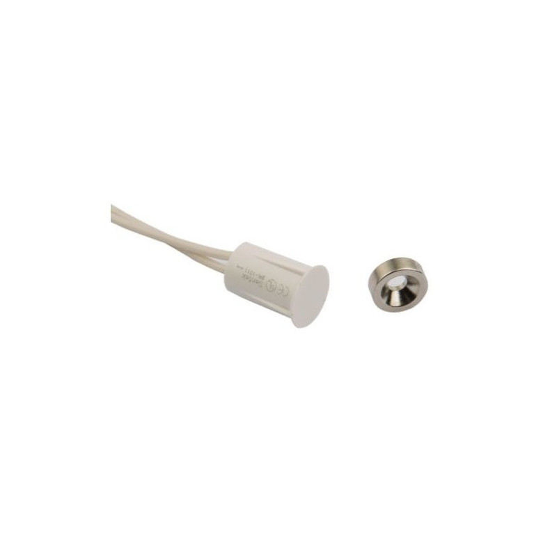 Įleidžiami magnetiniai kontaktai su povežle 17x9mm (balti)