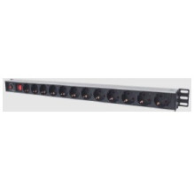 Vertical power panel for 19'' cabinet LK-BL-G10O12S (12x240V Schuko, with switch, 1.8m)