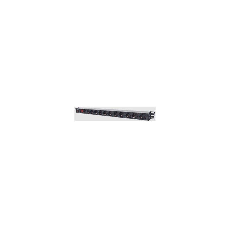 Vertical power panel for 19'' cabinet LK-BL-G10O12S (12x240V Schuko, with switch, 1.8m)
