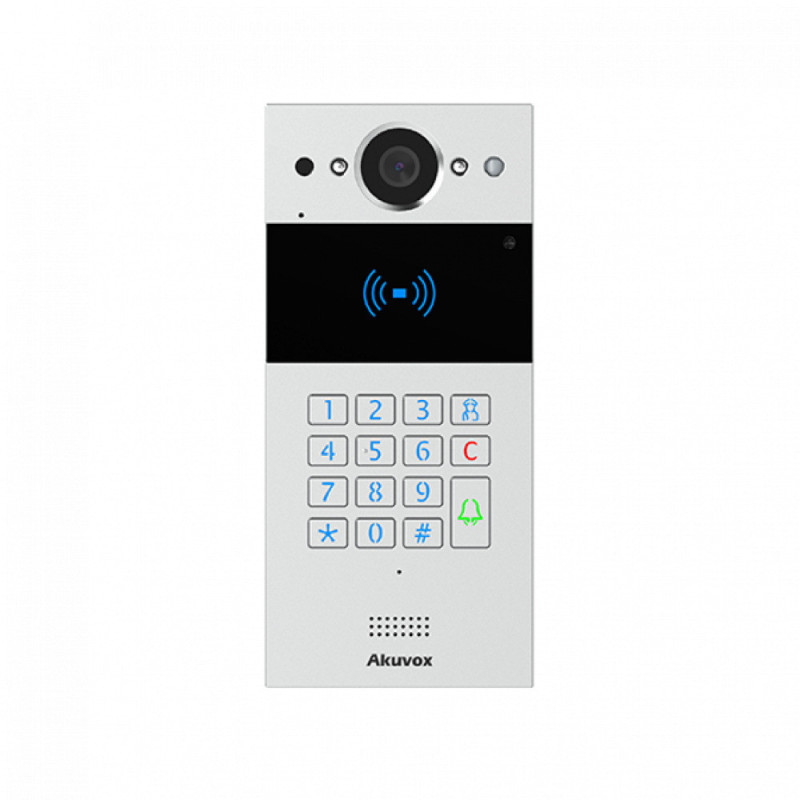 IP vaizdo domofonas Akuvox R20K (2MP, RFID, PIN klaviatūra, PoE, pilka)