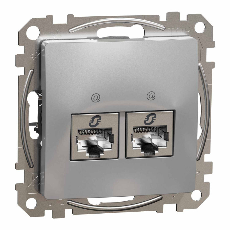 Kompiuterinis lizdas 2xRJ45 STP Schneider Sedna SDD113462S (aliuminis)